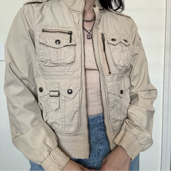y2k tommy hilfiger cargo combat jacket medium - Picture 1 of 5